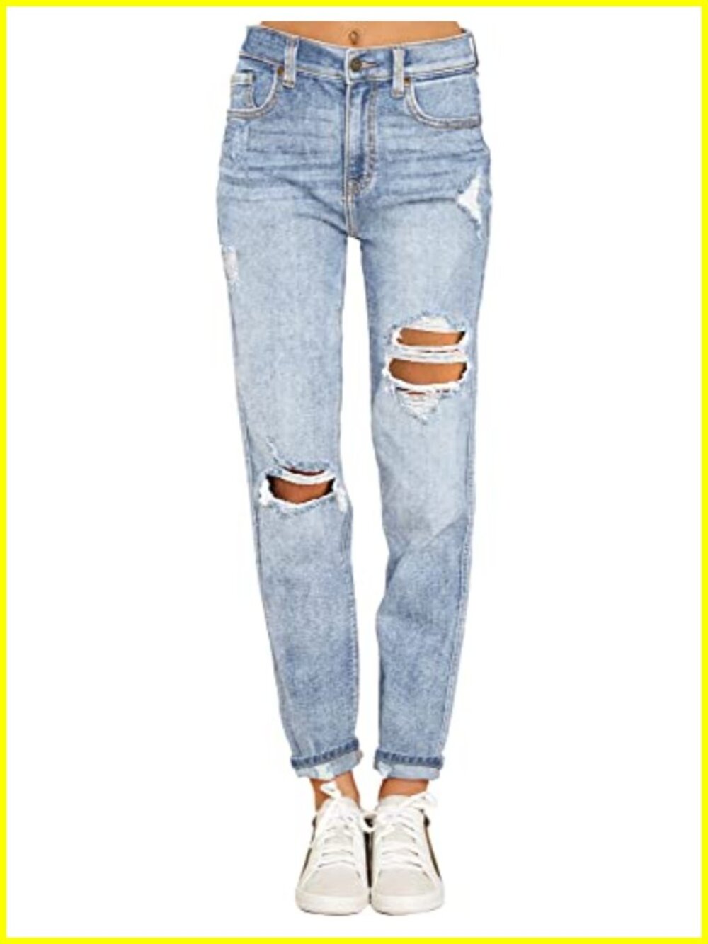 Women's Stretch High Waisted Ripped Boyfriend Jeans Slim Distressed Denim Pants